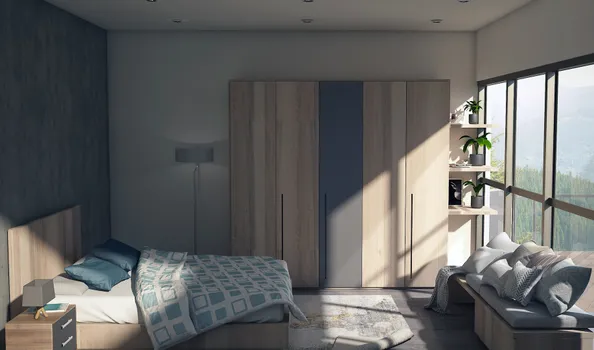 Recámara en maple con detalles en gris 