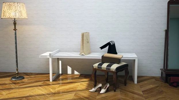 Zapatera recibidor en melamina blancay patas de PTR 