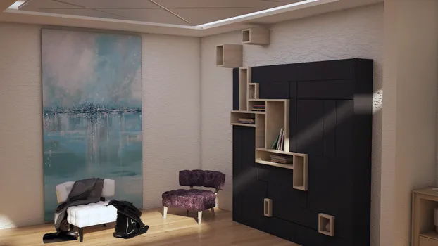 Librero gris oxford con nichos abiertos en pino