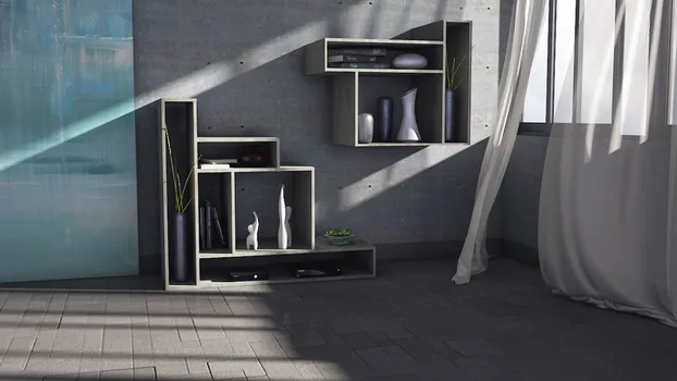 Mueble de sala en madera gris