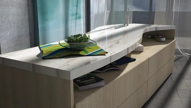 Detalle de mueble con cubierta de mármol